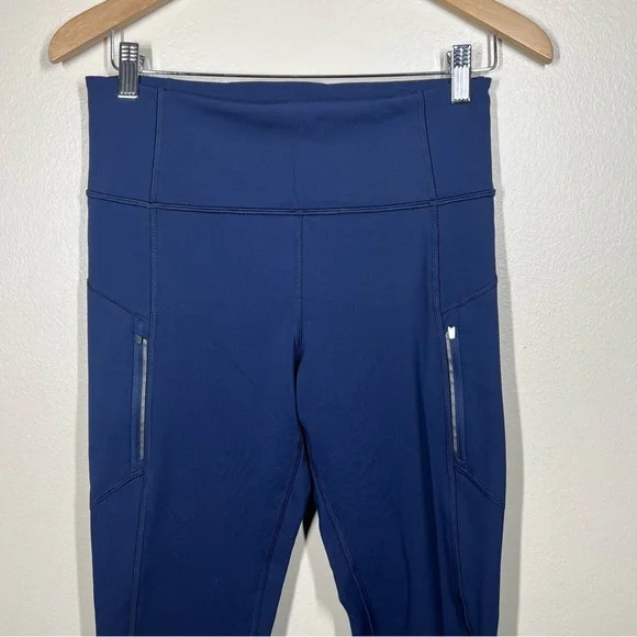 Athleta Womens Rainier Tights Leggings Navy Blue Size Medium Tall Workout - Picture 2 of 8